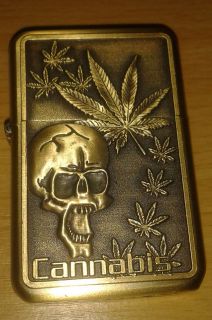  Flip Top Lighter With Embossed Cannabis Leaf Logo Choose Design
