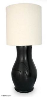 MASTERPIECE~Me​xican Black Ceramic Handcrafted TABLE LAMP~~NOVICA