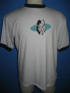 Disney Cruella DeVille 101 Dalmatians Ringer T Shirt XL Mint