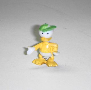   Vintage 1960s Tiny Plastic Handpainted Toy Figure Dewey Duck Orange