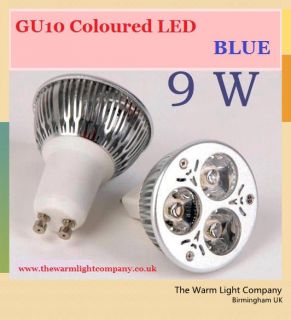 Ultra Bright Epistar Dimmable GU10 3 X 3W 9W 7W BLUE Coloured LED 