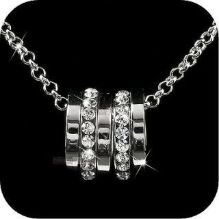 18k white gold gp genuine SWAROVSKI crystal rings pendant necklace