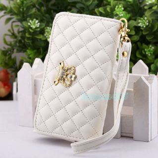 White Card Wallet Crystal Diamond Leather Case Cover For Apple iphone 