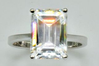 ct Emerald Ring Vintage Brilliant Top Russian CZ Moissanite 