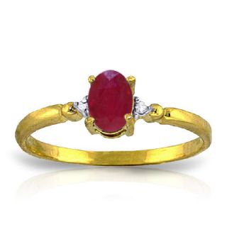 GAT 14K. SOLID GOLD RING WITH NATURAL DIAMONDS & RUBY