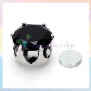 1pc Black Rhinestone Round Magnet Magnetic Ear Stud Clip On Earring No 