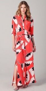 DVF Laramie Maxi Dress African Tulip Deep Coral US Size 0 UK Size 4 $ 