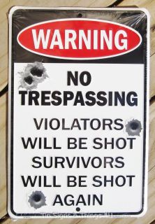 8x12 No Trespassing Violator Shot METAL SIGN funny hunting gun keep 