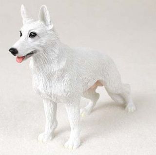 German Shepherd Hand Painted Collectible Dog Figurine Statue White