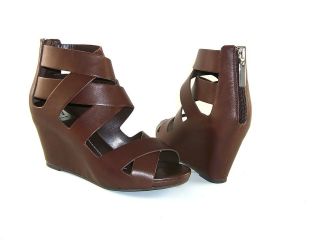 DOLCE VITA DV PALI Womens Shoes Brown Leather Strappy Wedge Sandal US 