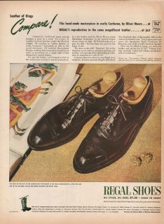 1946 VINTAGE LEATHER OF KINGS REGAL SHOES FOR MEN COMPARE PRINT AD