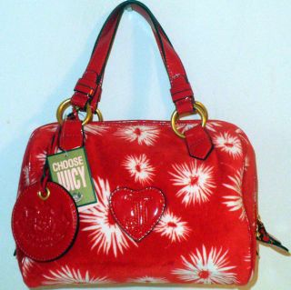 JUICY COUTURE Poinsetta Red Velour Satchel/HandBa​g $198 NEW Daisy 