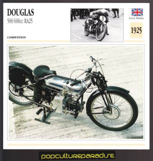 1925 DOUGLAS 500/600cc RA25 MOTORCYCLE Photo ATLAS CARD