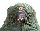 Vintage Ralph Lauren Polo Corduroy Baseball Cap Hat Bear USA Flag 