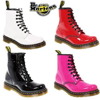 Dr Martens CLASSIC 8 EYE 1460 PATENT LEATHER ANKLE LACE UP SHOES BOOTS 
