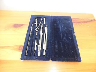 Vintage German Compass Drawing Set in Case