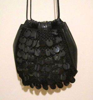 BRACCIALINI Black LEather Drawstring bag. MADE IN ITALY