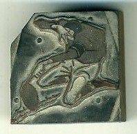 ca1930s small printers block line cut Football player holds ball for 