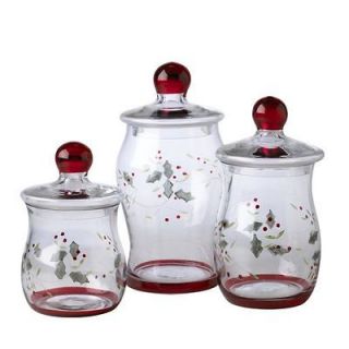 Pfaltzgraff Winterberry Small Glass Canisters, Set of 3