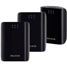 Belkin Powerline SurfHD 200mbps Network Streaming Plug Adapters 3x 