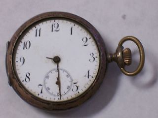 50MM ANCRE 15 RUBIS .800 SILVER POCKET WATCH POOR CONDITION