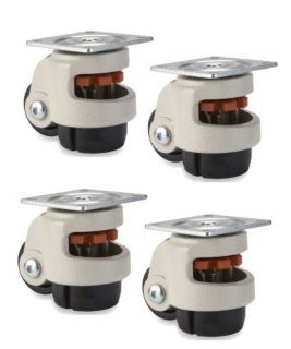 Set of 4 Level Casters with 2 Polyolefin Wheel & Retractable Leveling 