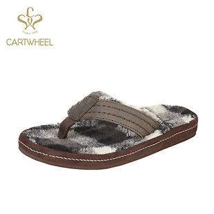 Comfortable Flat Mens plaids velvet cotton Indoor warm slippers
