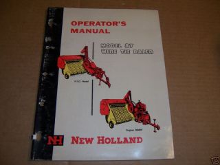 a958) New Holland Operator Manual 87 Wire Hay Baler