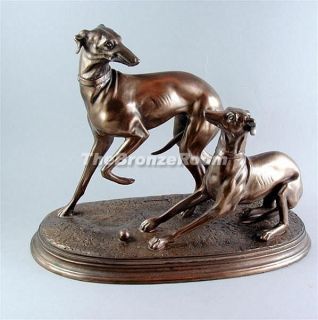 Pair of Whippets / Whippet   Bronze Sculpture