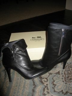 NIB New COACH Signature Bethie Black Silver Booties Ankle Boots Shoes 