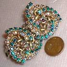   CAVINESS   Vintage 1.25 Rhinestone Earrings   prong setting   clip on