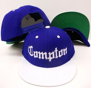   Tone Royal/White Compton Flat Bill Snap Back Baseball Cap Hat, eazy e