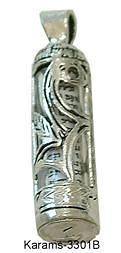 Mezuzah Sterling Silver Pendant with Scroll #3301B