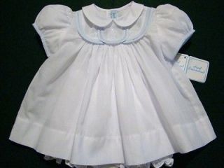 HAND~EMBROIDERED PREEMIE 2PC DRESS W/BLUE OR PINK TRIM & APPLIQUE~NWT 
