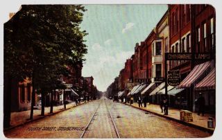 1907 STEUBENVILLE Ohio Postcard Jefferson County CHINAWARE LAMPS 4th 