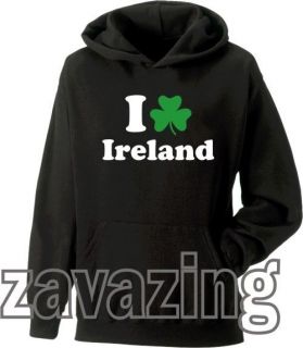 LOVE IRELAND UNISEX HOODIE HOODY IRISH ST. PATRICKS DAY HEART 