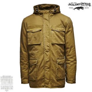 Jack And Jones Vintage   Brown/Khaki Value Hooded Parka Jacket Sizes S 