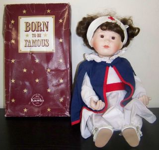 Edwin M. Knowles Born To Be Famous Nurse Fine China Doll Boxed