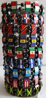   Flag Hematite Magnetic Bracelets Elastic 9 Countries 
