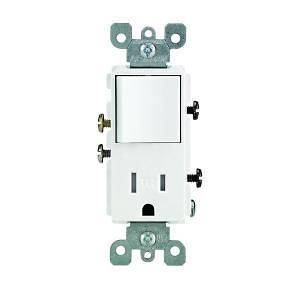   10) Decorator Rocker Switch Combo Combination Outlet Single Pole White