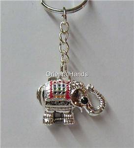 Thailand Lucky Elephant Keychain Hidden Pill Box Locket Silver Color
