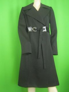 ELIE TAHARI Black Textured Wool NEW Belted Coat 8