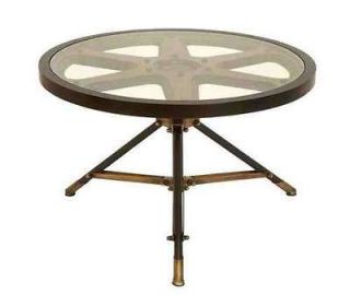 Benzara Metal & Glass Round Coffee Table 32D, 20H Shaped as a Movie 