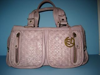 Elliot Lucca ~ Designer Light Purple Crochet Leather Large Handbag 