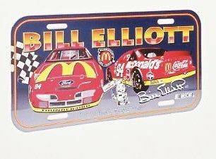   BILL ELLIOTT #94 McDONALDS COCA COLA CAR TAG PLATE  SHARP LOOKING