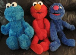 Huge 3 Sesame Street Elmo Cookie Monster Grover Applause Plush Stuffed 