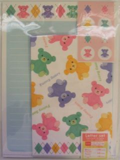 Funny Bears Plaid Japanese Kawaii Lolita Stationary Set
