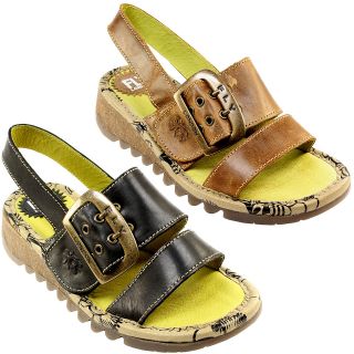 WOMENS FLY LONDON TUK LEATHER LOW WEDGE STRAP SANDALS LADIES SHOES NEW 