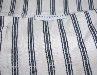 POTTERY BARN Black Cream Stripe Fabric Shower Curtain EUC