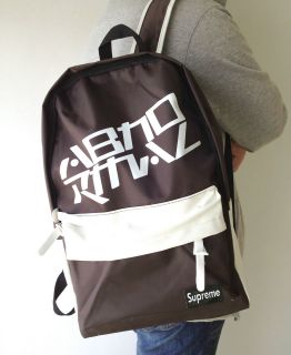 Nylon Brown Colour Student Rucksack Backpack Shopping Schoolbag 